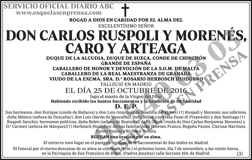 Carlos Ruspoli y Morenés, Caro y Arteaga